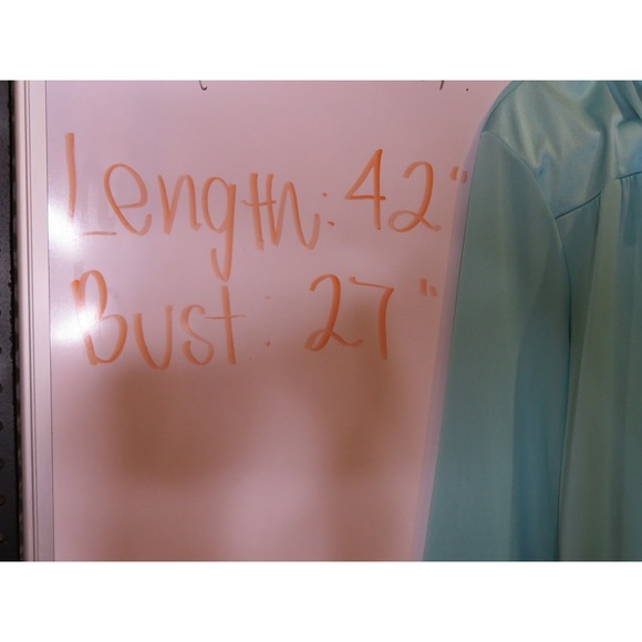 Vintage Vanity Fair Size XL Teal Flower Nightgown House Coat Nylon Lightweight - Picture 12 of 12